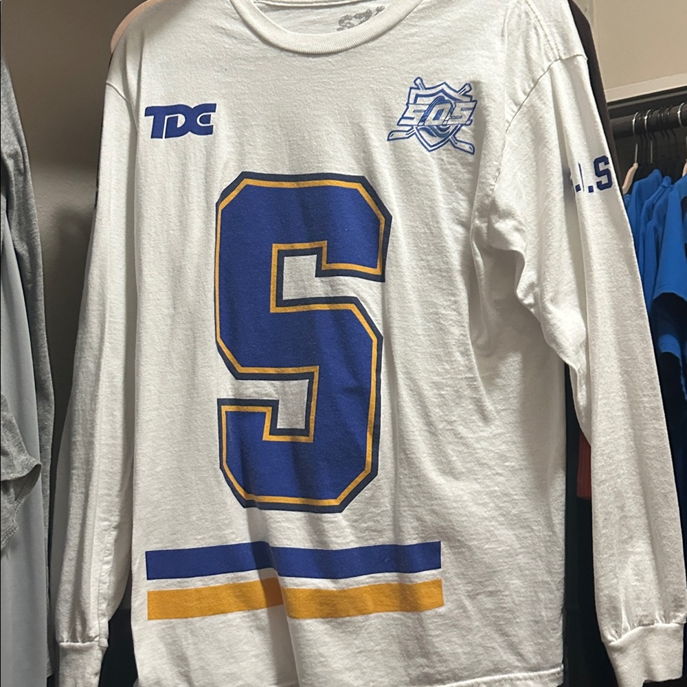 SZA SOS TOUR MERCH White Long Sleeve Shirt with Blue and Yellow Accents